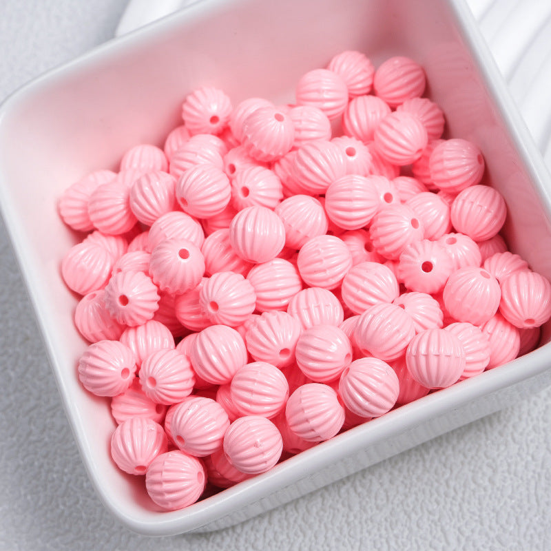 Painted Pumpkin Acrylic Beads 9mm Striped Bright Colors 100pcs 11