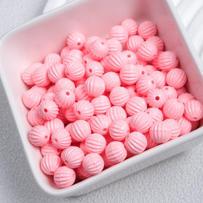 Painted Pumpkin Acrylic Beads 9mm Striped Bright Colors 100pcs 11