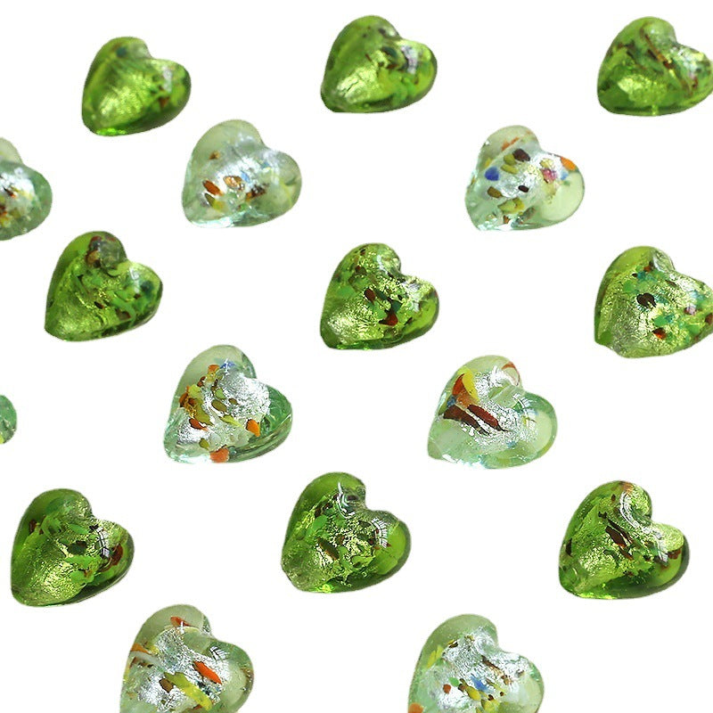 Lampwork Glass Beads Heart 15mm Gold Foil Mixed Colors 20pcs 2
