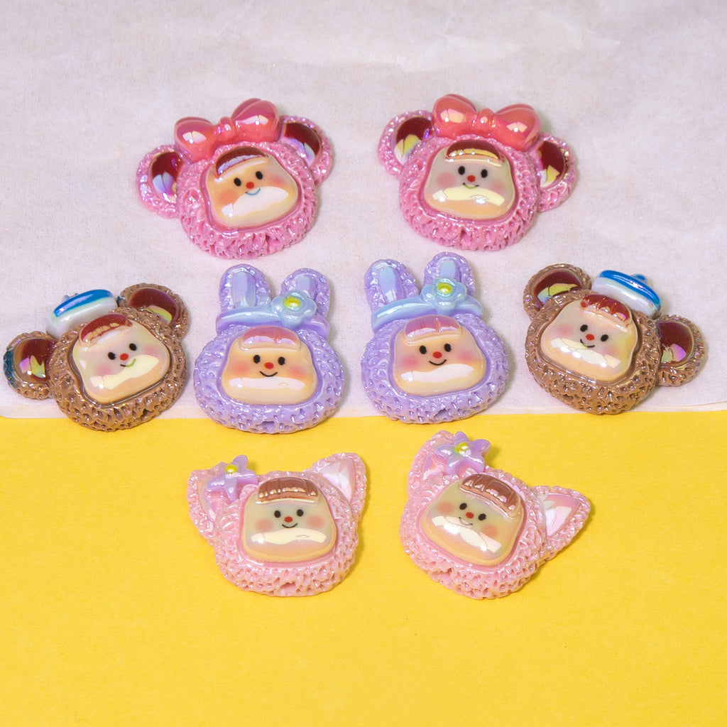 Plating Cute Duoduo Girl Series Resin Beads Glossy Animal Faces 10pcs 3