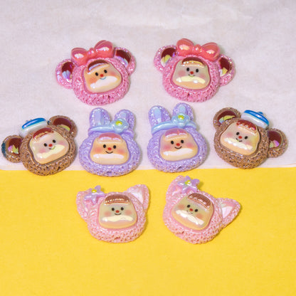 Plating Cute Duoduo Girl Series Resin Beads Glossy Animal Faces 10pcs 3