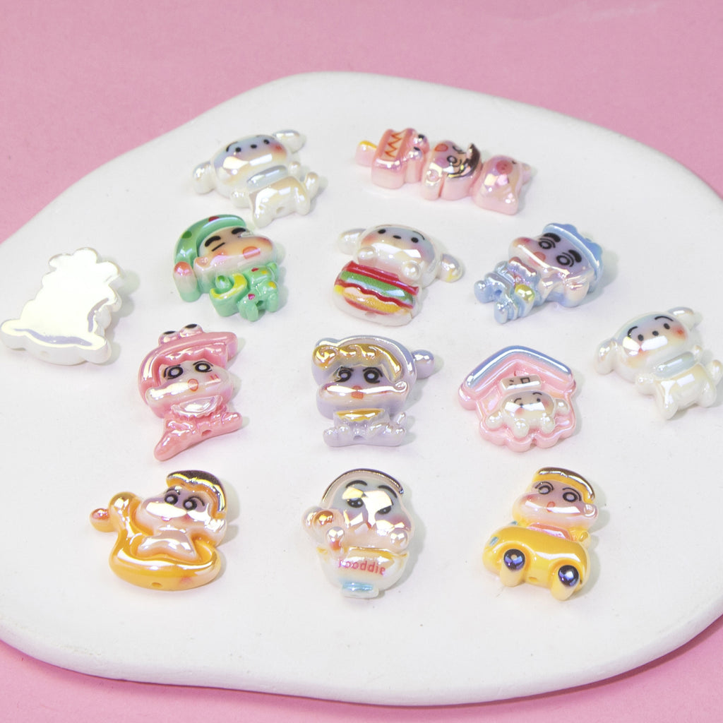 Plating Resin Beads Cartoon Character Glossy Pastel Colors 10pcs 2