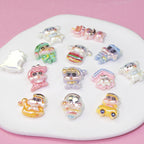 Plating Resin Beads Cartoon Character Glossy Pastel Colors 10pcs 2