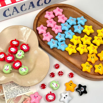 Cartoon Star and Penguin Series Acrylic Beads Printed 10pcs 4