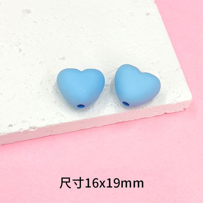 Rubberized Spray Painted Heart Acrylic Beads 16x19mm Macaron Color 50pcs 7