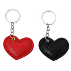 Leather Heart Keychain Pebbled Texture Red and Black 3