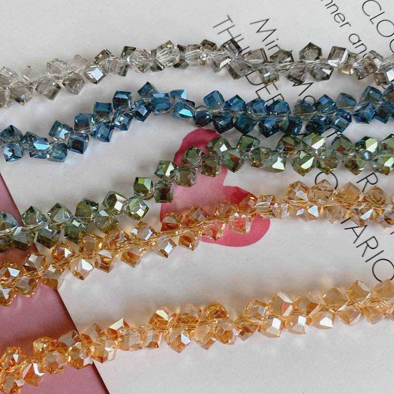 Geometric Square Glass Beads 5mm Transparent Perforated 10pcs 2