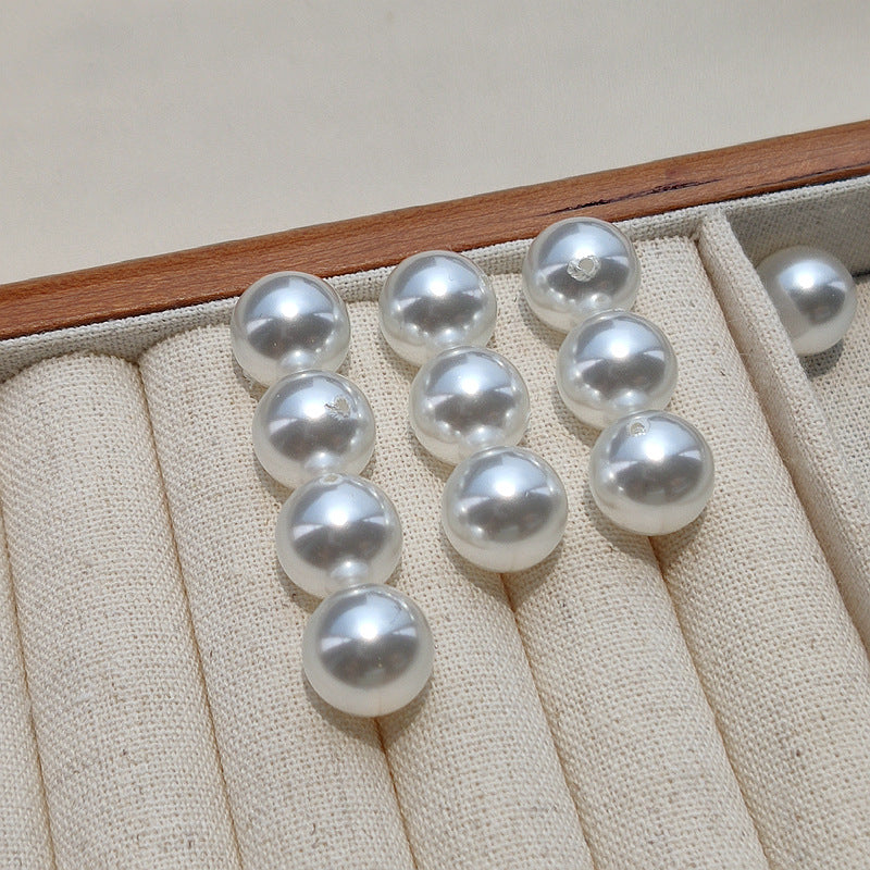 Pearl Round Glass Beads 8-16mm White Imitation 5pcs 2