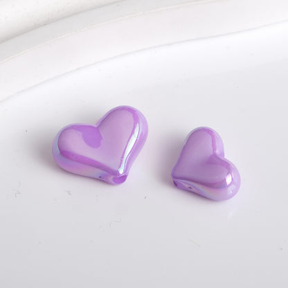 Solid Color Plating Heart Acrylic Flat Beads 13mm 17mm 250pcs 13