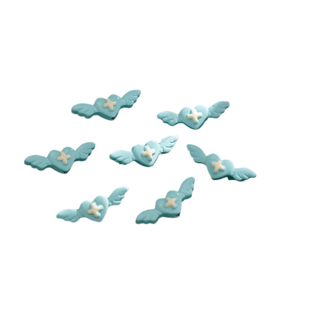 Angel Wing Metal Beads 25mm Colorful Baking Painted 10pcs 5