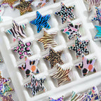 Plating Leopard Star Acrylic Beads 23mm Punk Style 10pcs 3