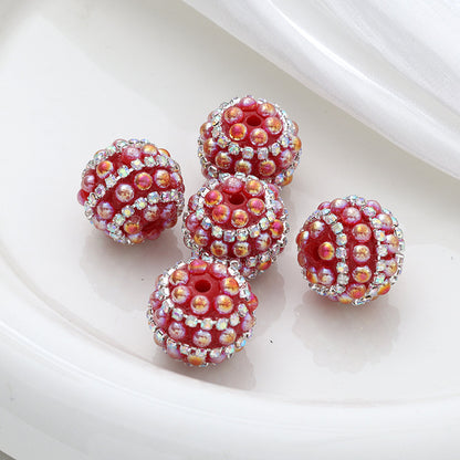 Embellished Bubblegum Beads 20mm Pearl Wrapped with Rhinestone Chain 4pcs 15