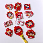 Mixed Shape Fujiy Girl Acrylic Beads Colorful Flat Cartoon 50pcs 4