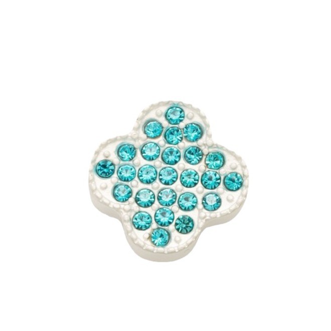 Four-Leaf Clover Rhinestone Beads 16mm Alloy Pave 10pcs 5