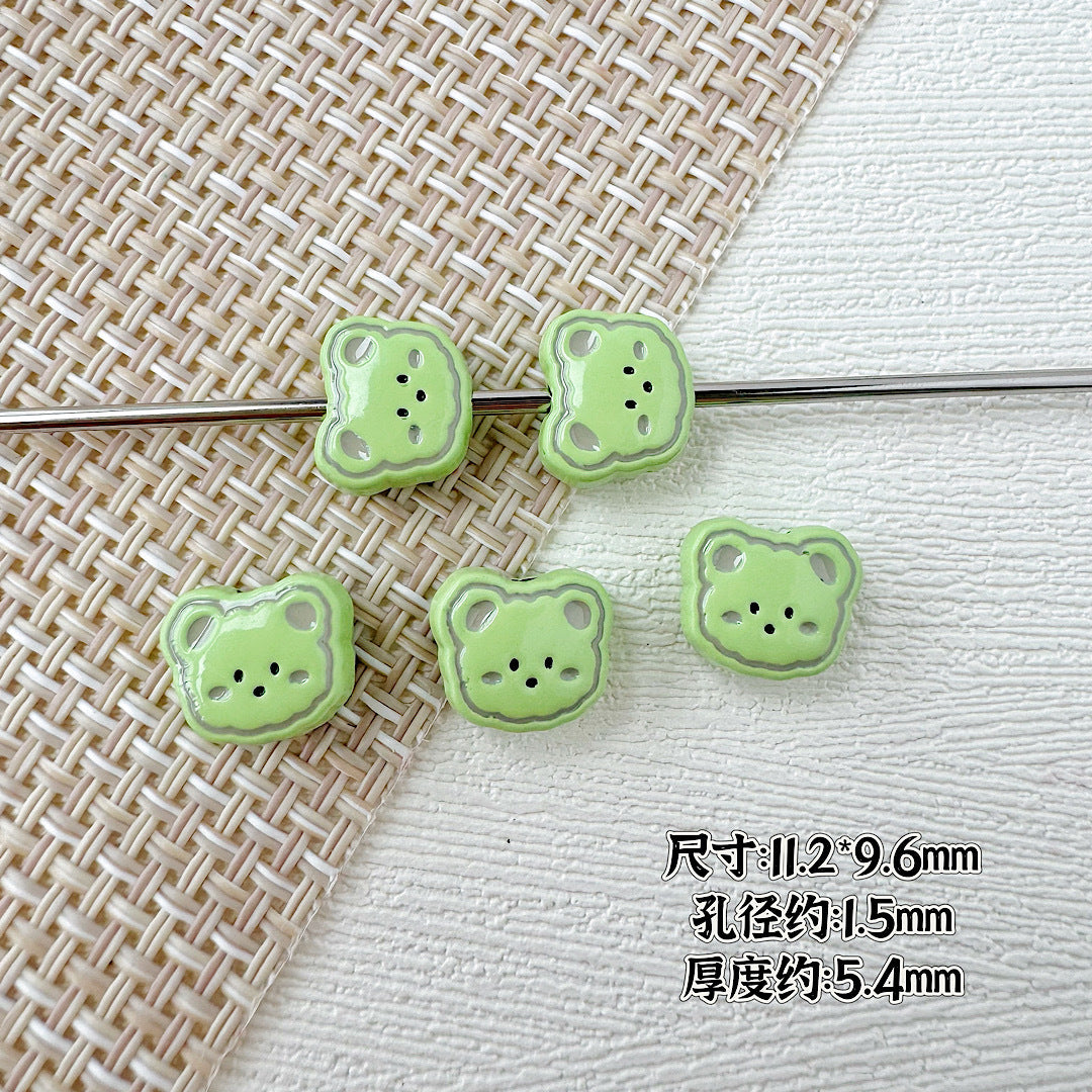 Bear Metal Beads 13mm Glossy Painted Alloy 10pcs 14