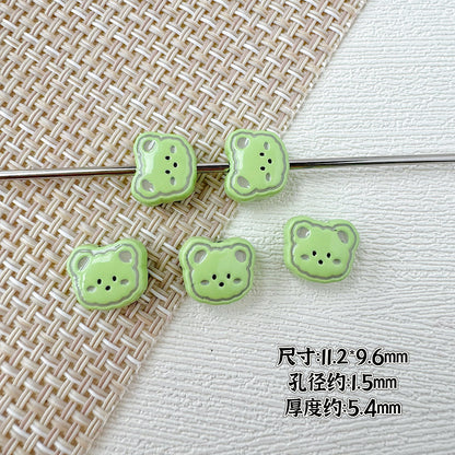 Bear Metal Beads 13mm Glossy Painted Alloy 10pcs 14