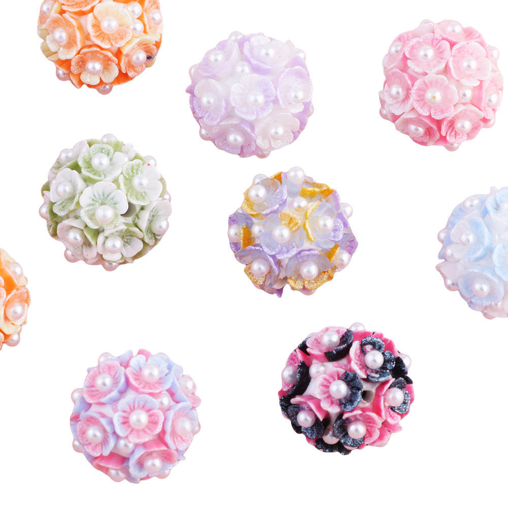 Flower Cluster Clay Beads 20mm Glow In The Dark Pastel Pearl 10pcs 5