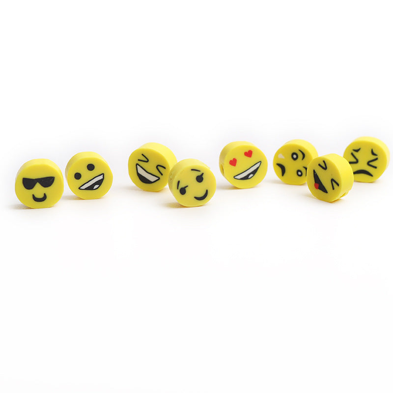 Flat Clay Beads 9mm Yellow Funny Emoji Polymer 100pcs 5
