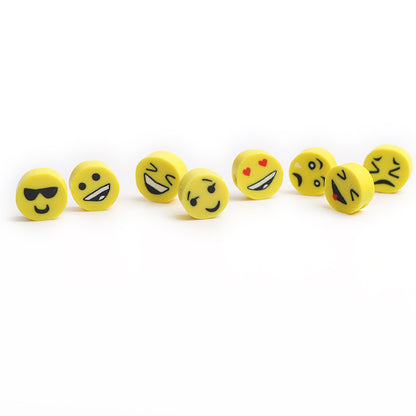 Flat Clay Beads 9mm Yellow Funny Emoji Polymer 100pcs 5