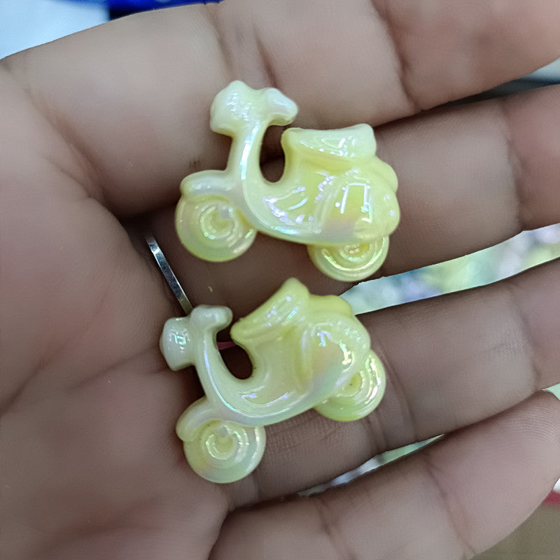 Glow In The Dark Motorcycle Acrylic Beads 20-25mm Iridescent Pastel 100pcs 8