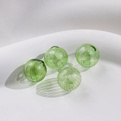 Swirl Pattern Blown Glass Beads 10-16mm Colorful Translucent 4pcs 16