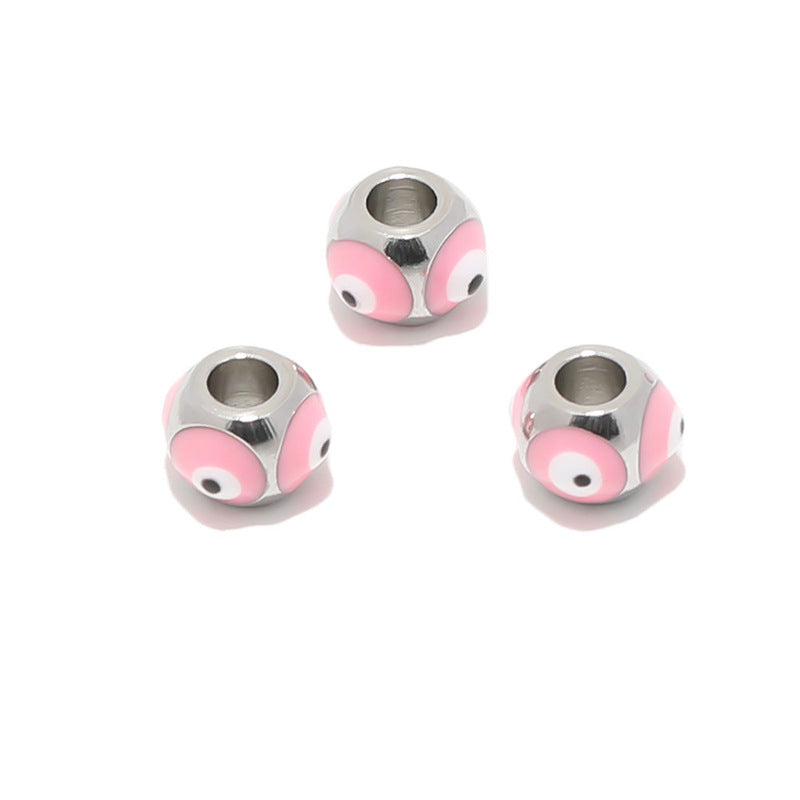 Stainless Steel Round Metal Beads 8mm Multicolor Evil Eye 10pcs 4