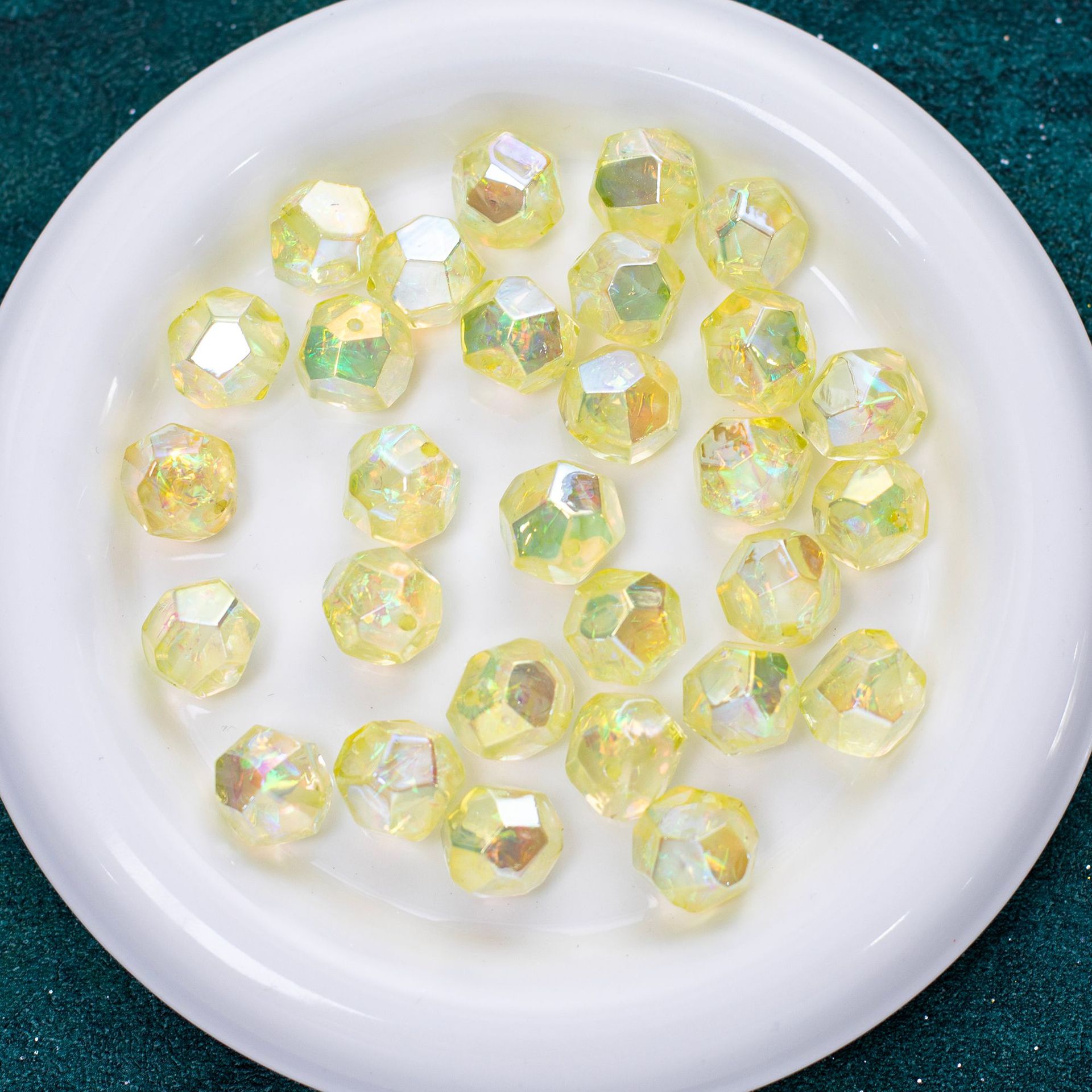 Faceted Iridescent Resin Beads 16mm Mixed Colors 10pcs 10