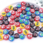 Flat Round Acrylic Beads 17mm Mario Print Colorful 50pcs 2