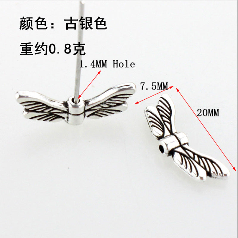 Angel Wings Metal Beads Antique Silver Tone 20pcs 6