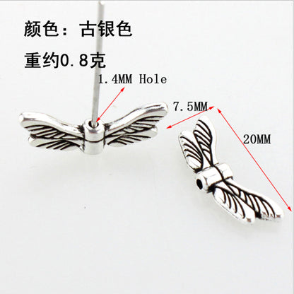 Angel Wings Metal Beads Antique Silver Tone 20pcs 6