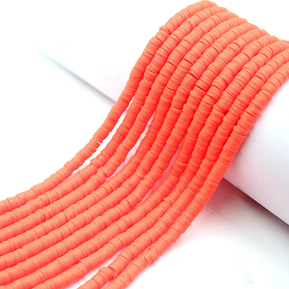 Flat Clay Beads 6mm Solid Color Polymer Spacer Discs 10strands 18