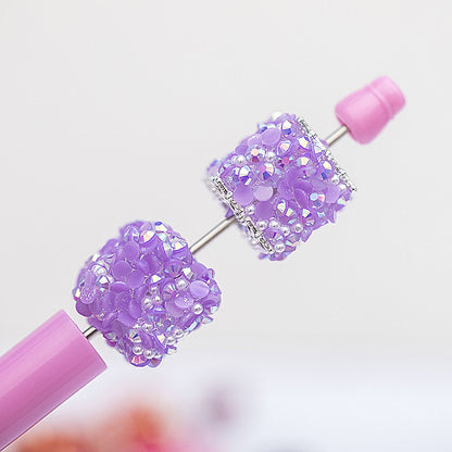 Square Rhinestone Beads 18mm Pearl Resin Acrylic Cube 10pcs 13