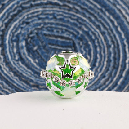 Starry Round Rhinestone Beads 18mm Acrylic Silver Star Cutout 10pcs 7