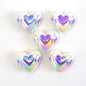 UV Plating Heart Acrylic Beads 17mm Two-Color ECG Pattern 50pcs 7
