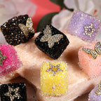 Butterfly Pentagram Cube Rhinestone Beads 22mm Vibrant Metal Embellished 5pcs 2