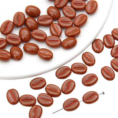 Transparent Coffee Bean Acrylic Beads 11x8mm Gold Highlights 30pcs 11