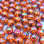 Plating Basketball Acrylic Beads 16mm Glossy UV Coated 20pcs 2