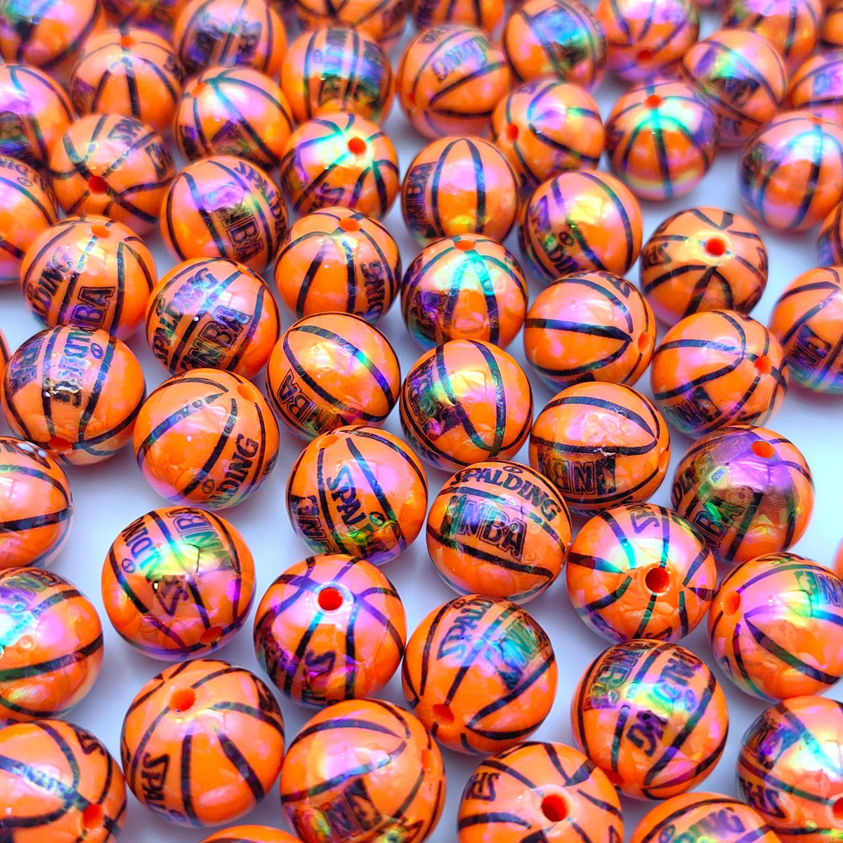Plating Basketball Acrylic Beads 16mm Glossy UV Coated 20pcs 2