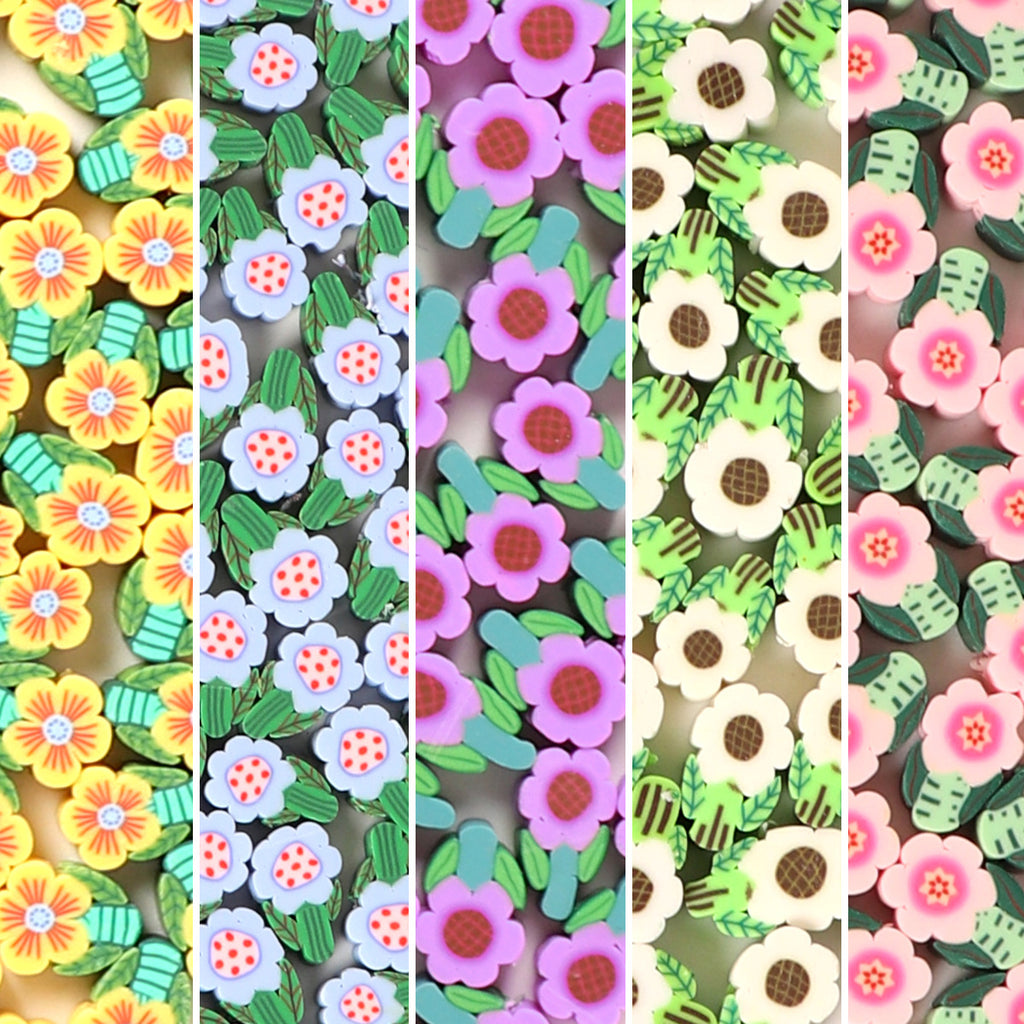 Flower Clay Beads 11mm Colored Pastel Polymer 100pcs