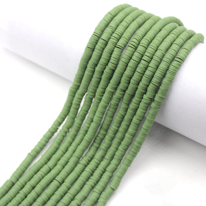 Flat Clay Beads 6mm Solid Color Polymer Spacer Beads 10strands 34