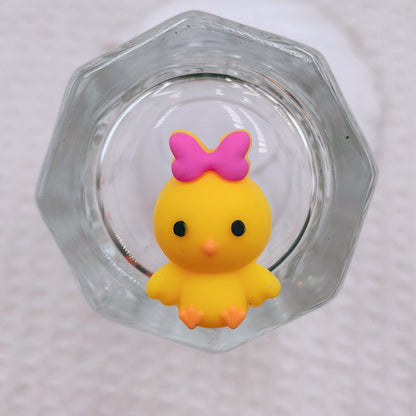 Silicone 3D Focal Beads Easter Little Yellow Chicken Bunny Holding Carrot 20pcs 6