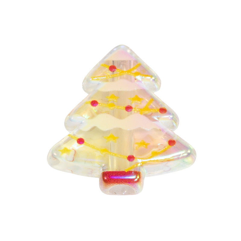 Doodle Christmas Tree Acrylic Beads 20mm Colorful Mixed 10pcs 11