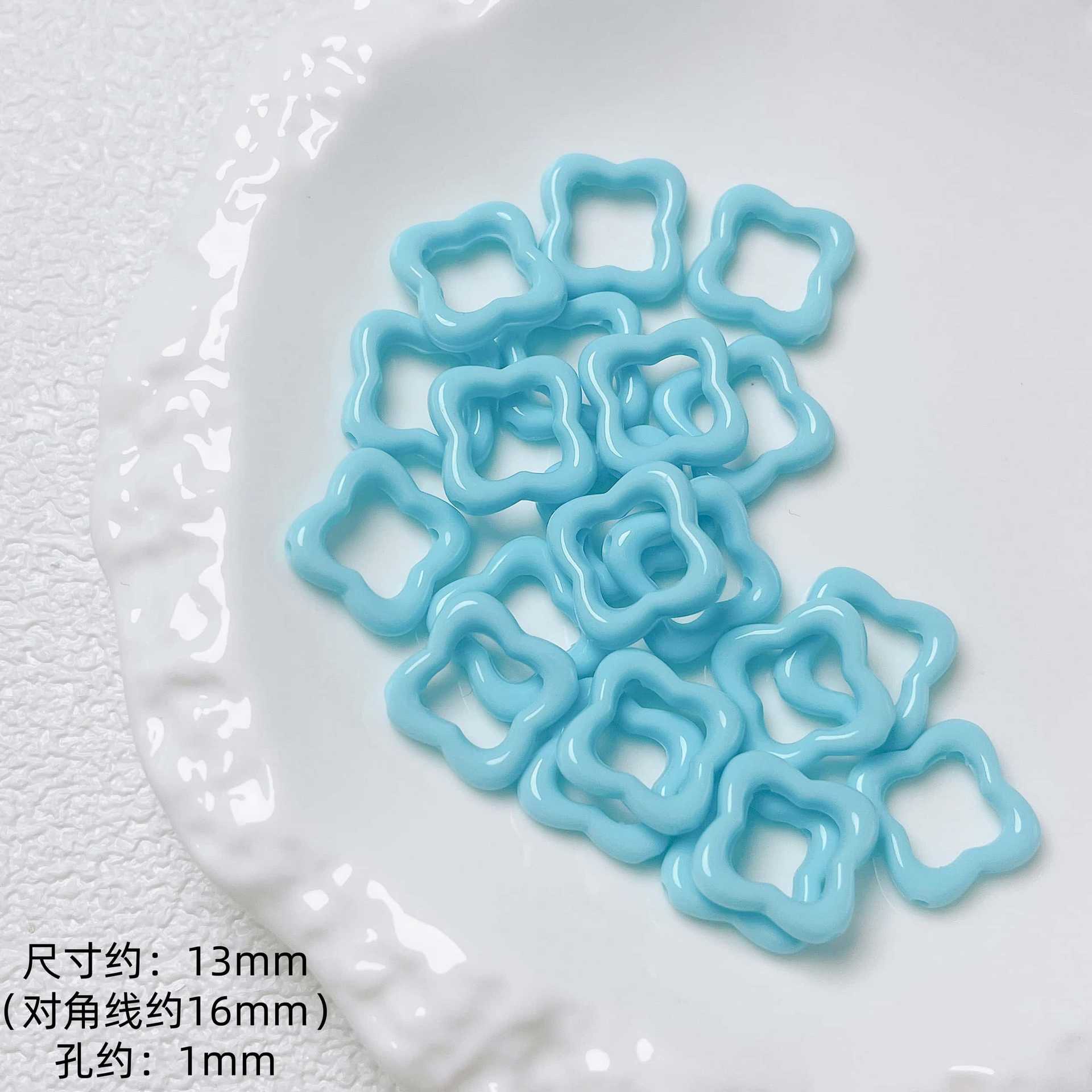 Hollow Clover Frame Acrylic Beads 13mm Colorful Mixed 100pcs 4