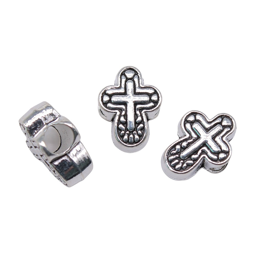 Round-Angle Cross Metal Beads 14mm Vintage Antique Silver Tone 20pcs 3