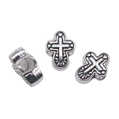 Round-Angle Cross Metal Beads 14mm Vintage Antique Silver Tone 20pcs 3