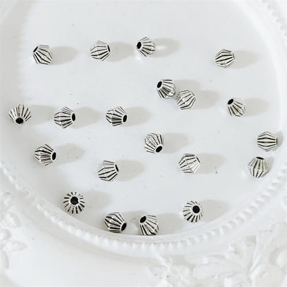 Alloy Rhombus Spacer Beads 4mm Striped Tibetan Style 100pcs 3