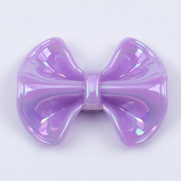 Plated Fat Bow Acrylic Beads 24mm Solid Glossy Color 100pcs 8