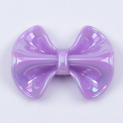 Plated Fat Bow Acrylic Beads 24mm Solid Glossy Color 100pcs 8