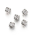 Stainless Steel Tube Metal Beads 7mm Rhinestone Embeded 10pcs 6