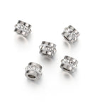 Stainless Steel Tube Metal Beads 7mm Rhinestone Embeded 10pcs 6